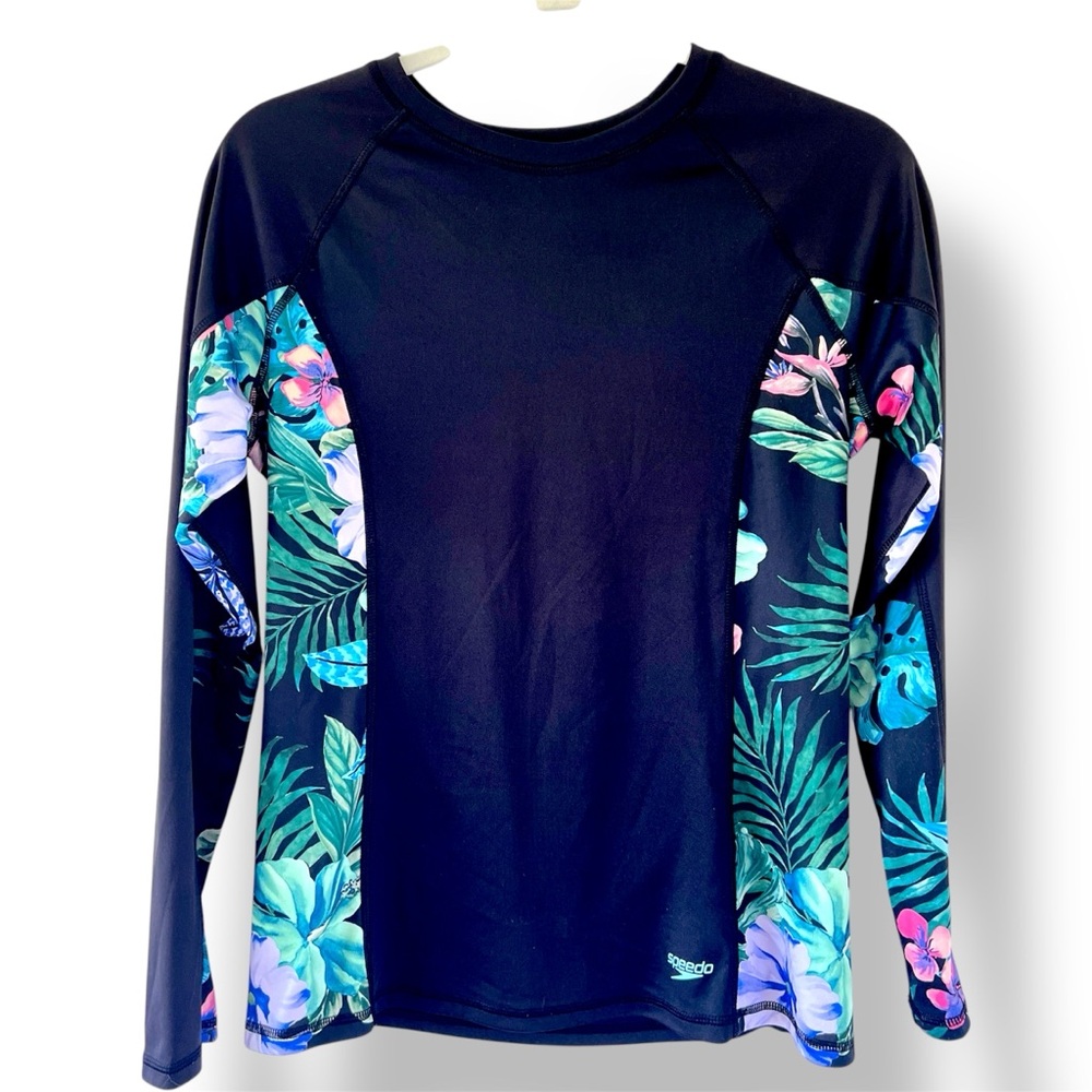 Speedo Tropical Floral Swim Rashie Rashguard Top Size Small